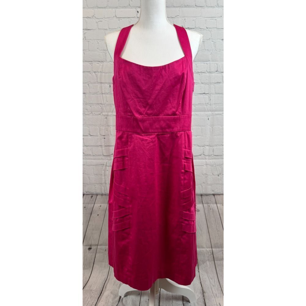 CALVIN KLEIN raspberry pink cotton stretch open shoulders bodycon sundress 14